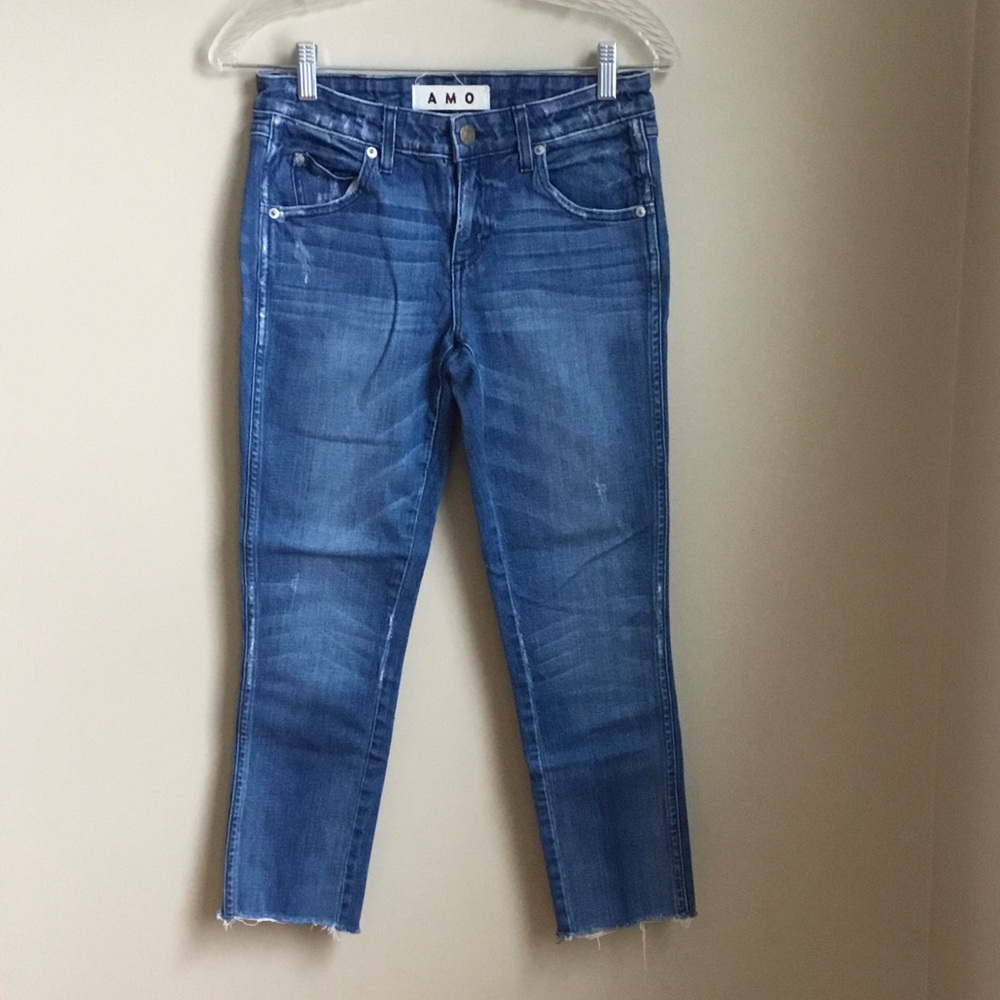 Amo Stix Crop Distressed Jeans